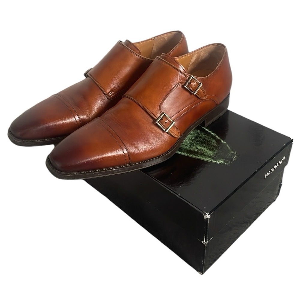 Magnanni Silvio Double Monk Strap Cuero Brown Leather Shoes Men’s Sz US11 / EU44